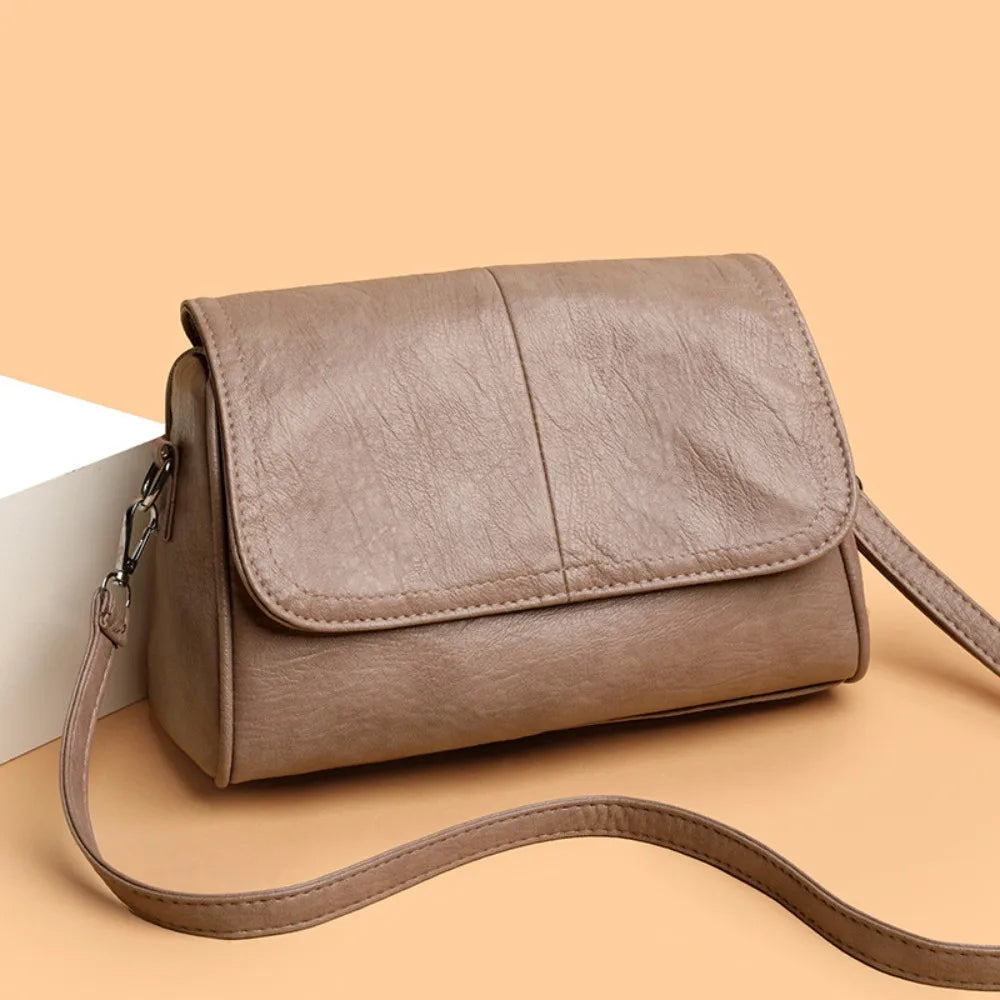 Petit sac bandoulière femme à rabat en similicuir, 15 x 23 cm, vieux rose