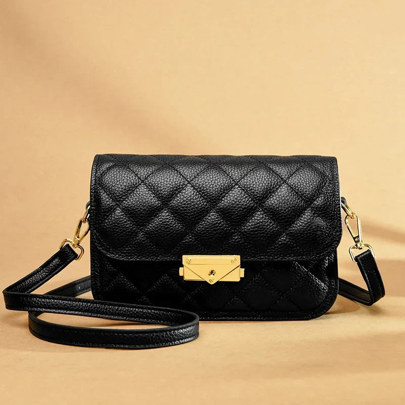 Petit sac bandoulière matelassé femme, noir ou crème, noir