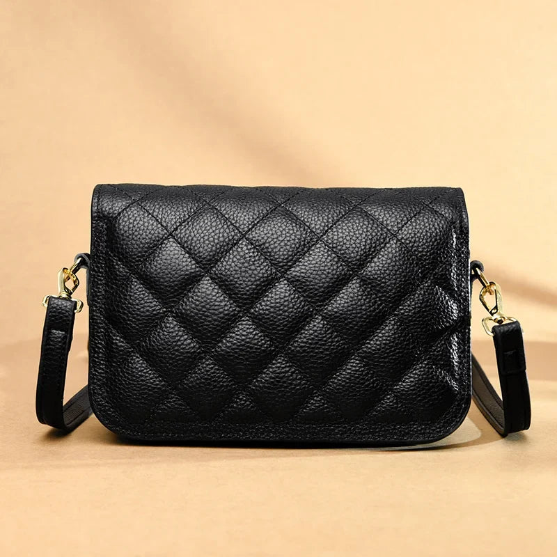 Petit sac bandoulière matelassé femme, noir ou crème