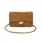 Sac bandoulière femme matelassé à chaîne, en suédine, six coloris, camel