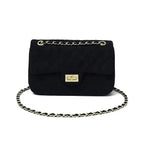 Sac bandoulière femme matelassé à chaîne, en suédine, six coloris, noir