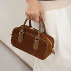 Mini sac bandoulière femme en daim, forme arrondie, trois coloris
