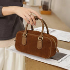Mini sac bandoulière femme en daim, forme arrondie, trois coloris