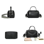 Sac bandoulière femme souple noir, deux compartiments zippés