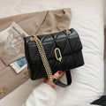 Sac bandoulière matelassé noir à chaîne dorée, 21 x 14 cm, noir
