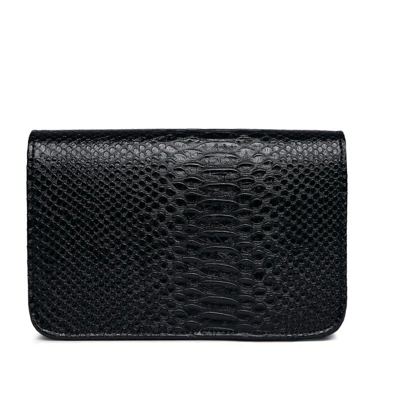 Sac bandoulière noir rectangulaire femme, anse à maillons dorés