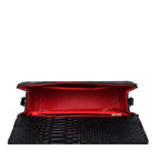 Sac bandoulière noir rectangulaire femme, anse à maillons dorés