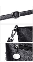 Sac bandoulière femme noir en similicuir grainé, forme trapèze