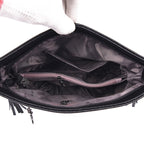 Sac bandoulière femme noir en similicuir grainé, forme trapèze