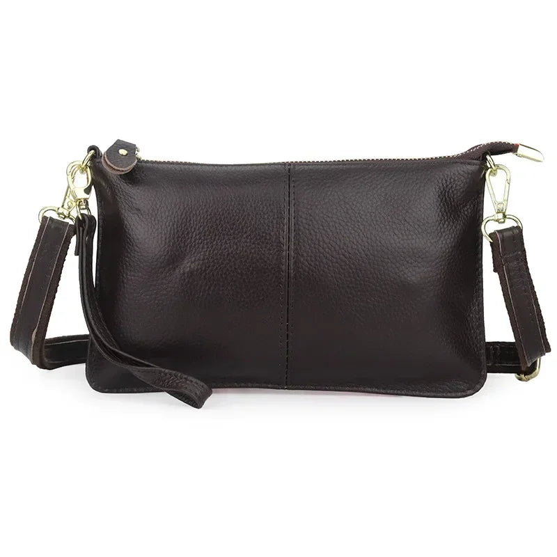 Sac bandoulière rectangulaire femme en similicuir grainé, café