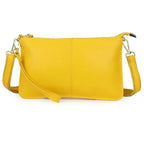 Sac bandoulière rectangulaire femme en similicuir grainé, jaune