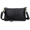 Sac bandoulière rectangulaire femme en similicuir grainé, noir