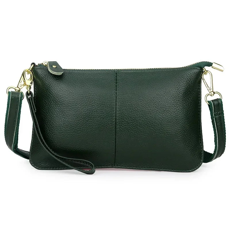 Sac bandoulière rectangulaire femme en similicuir grainé, vert foncé