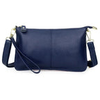 Sac bandoulière rectangulaire femme en similicuir grainé, bleu foncé