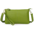 Sac bandoulière rectangulaire femme en similicuir grainé, vert pomme