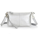 Sac bandoulière rectangulaire femme en similicuir grainé, argenté