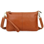 Sac bandoulière rectangulaire femme en similicuir grainé, marron