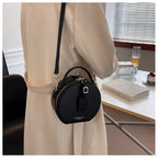 Sac bandoulière rond femme, deux compartiments, beige ou noir