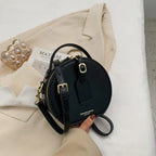 Sac bandoulière rond femme, deux compartiments, beige ou noir, noir