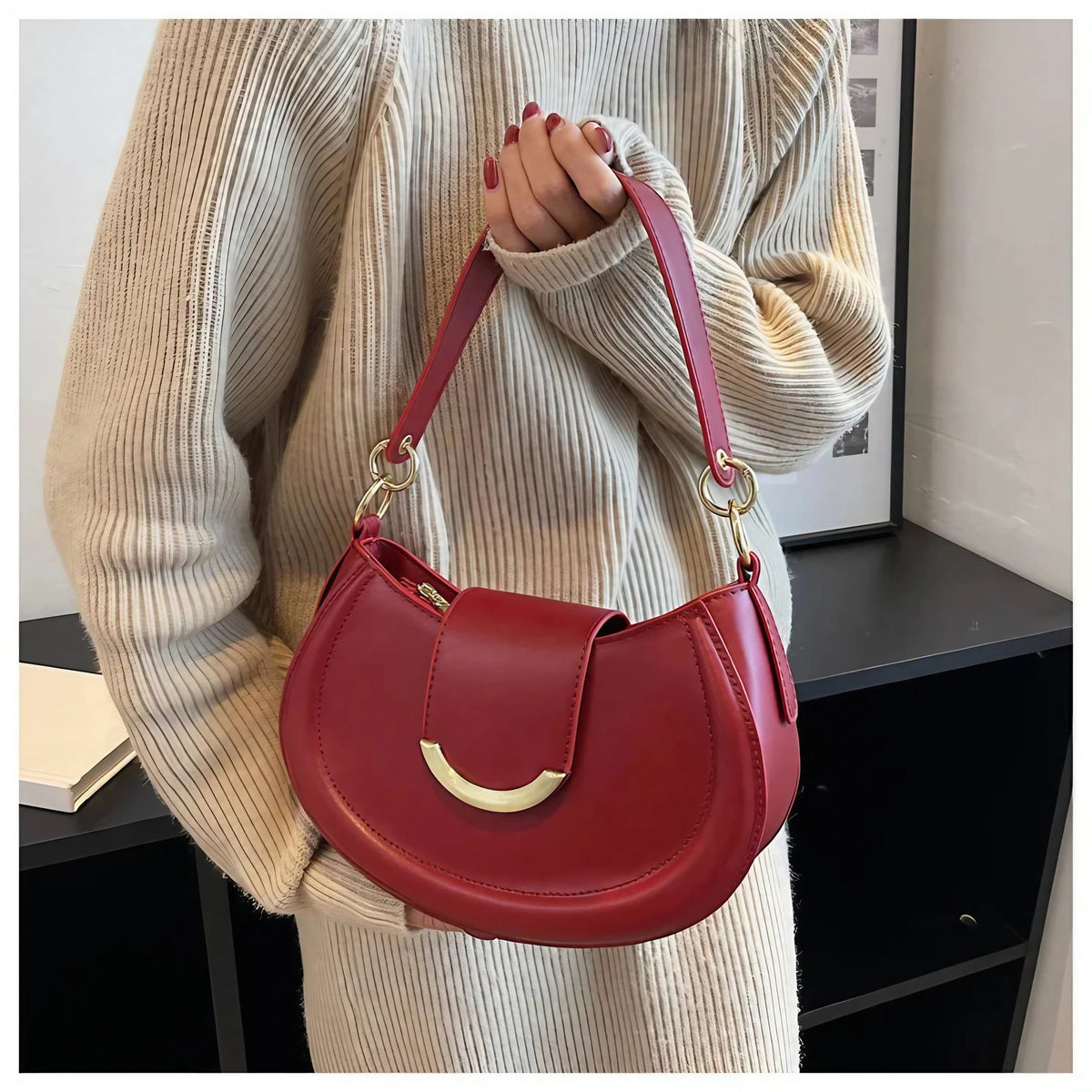 Sac rond rigide femme à deux anses, cinq coloris