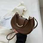 Sac rond rigide femme à deux anses, cinq coloris, café