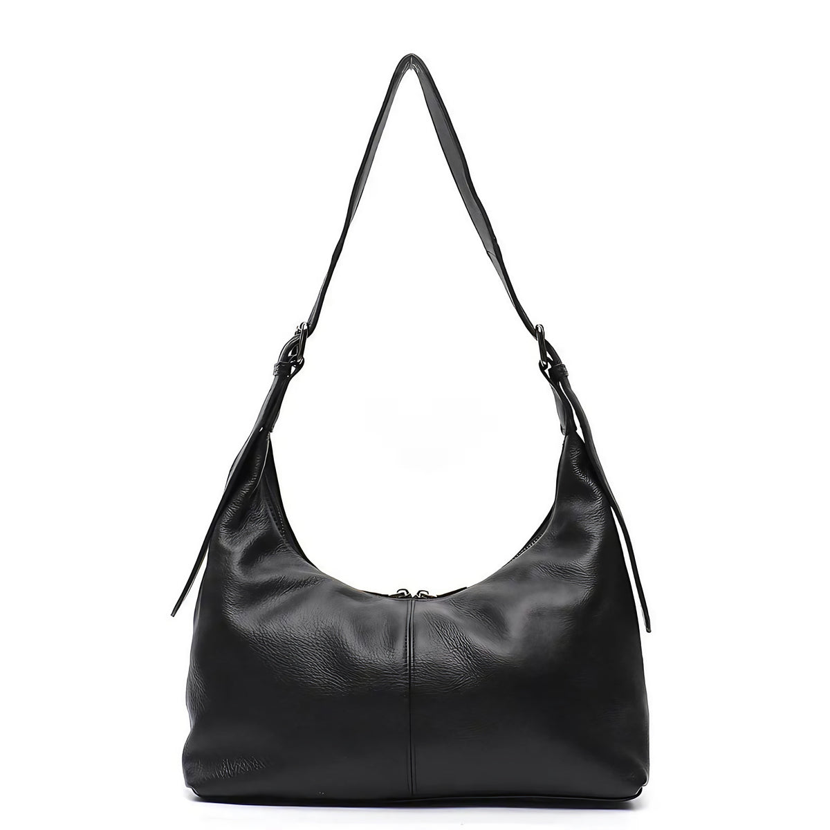 Sac bandoulière femme souple, 31 x 27 cm, noir ou sauge, noir