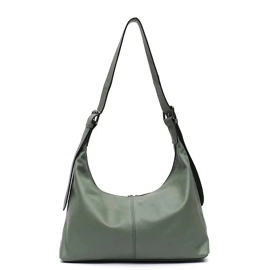Sac bandoulière femme souple, 31 x 27 cm, noir ou sauge, sauge