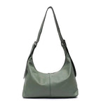 Sac bandoulière femme souple, 31 x 27 cm, noir ou sauge, sauge