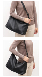 Sac bandoulière femme souple, 31 x 27 cm, noir ou sauge
