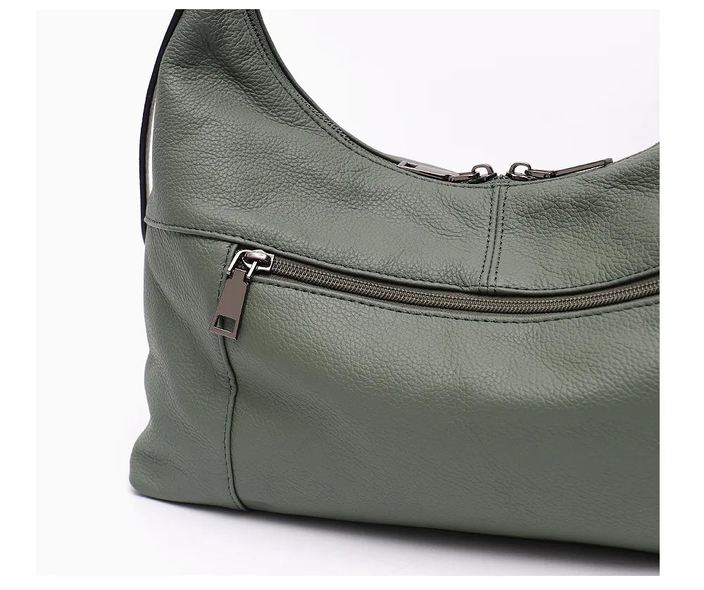 Sac bandoulière femme souple, 31 x 27 cm, noir ou sauge