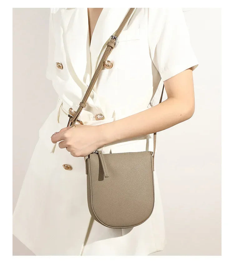 Sac bandoulière pour téléphone femme en cuir grainé