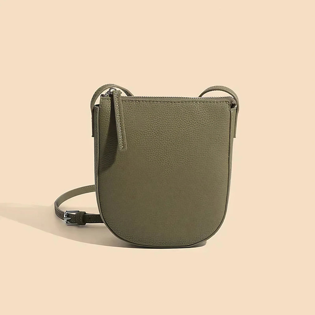Sac bandoulière pour téléphone femme en cuir grainé, vert