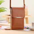 Sac bandoulière femme avec fenêtre tactile pour téléphone, moka