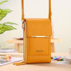 Sac bandoulière femme avec fenêtre tactile pour téléphone, jaune moutarde