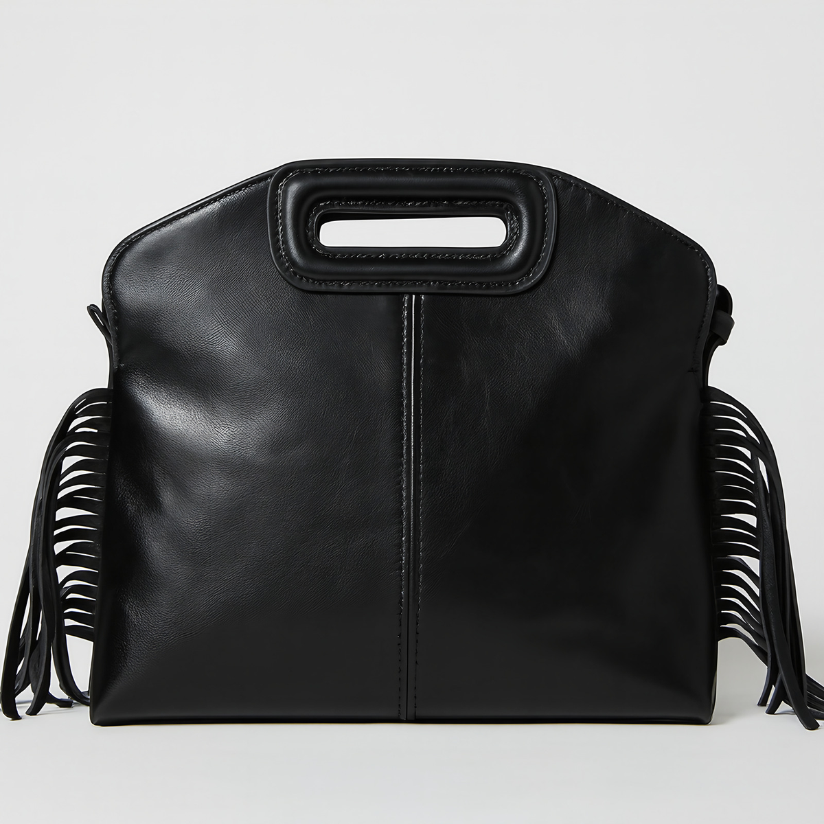 Sac bandoulière femme trapèze à franges, similicuir, quatre coloris