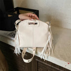Sac bandoulière femme trapèze à franges, similicuir, quatre coloris
