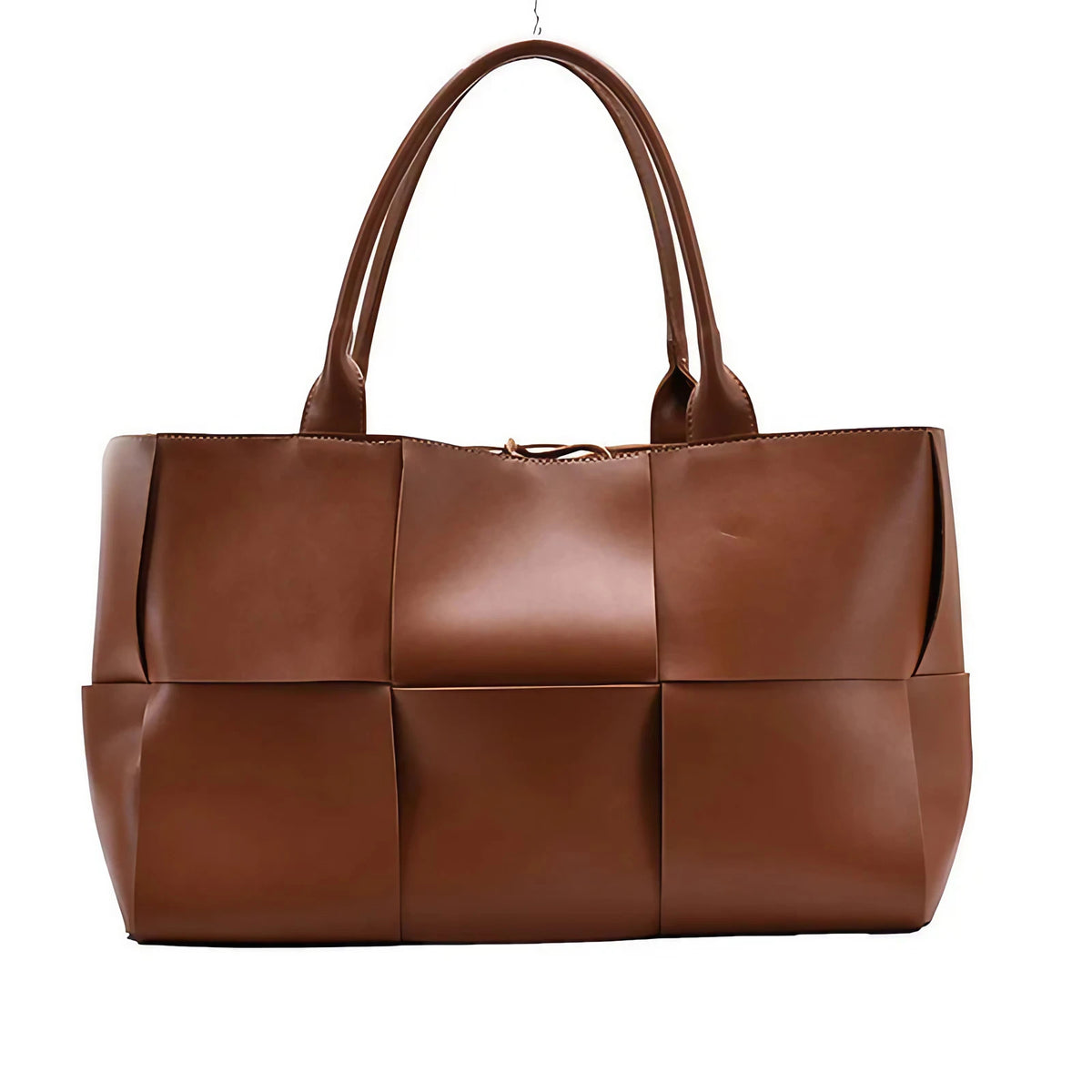 Grand sac femme tressé, format ordinateur, trois coloris, marron foncé