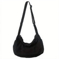 Sac besace en toile mixte à rabat, 41 x 22 cm, noir
