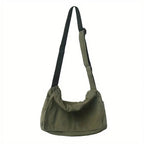 Sac besace en toile mixte à rabat, 41 x 22 cm, vert