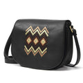 Sac bandoulière rétro femme en similicuir, trois poches intérieures, noir