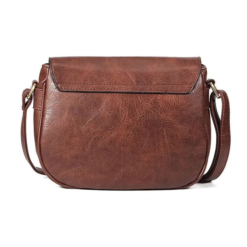 Sac bandoulière rétro femme en similicuir, trois poches intérieures