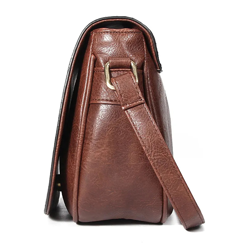 Sac bandoulière rétro femme en similicuir, trois poches intérieures