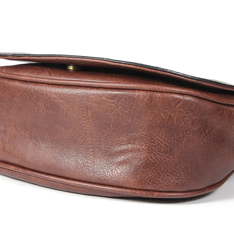 Sac bandoulière rétro femme en similicuir, trois poches intérieures