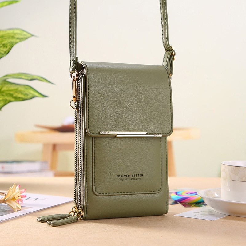 Petit sac bandoulière pour téléphone à fenêtre tactile, citron vert