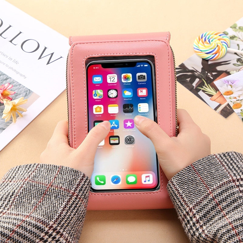 Petit sac bandoulière pour téléphone à fenêtre tactile