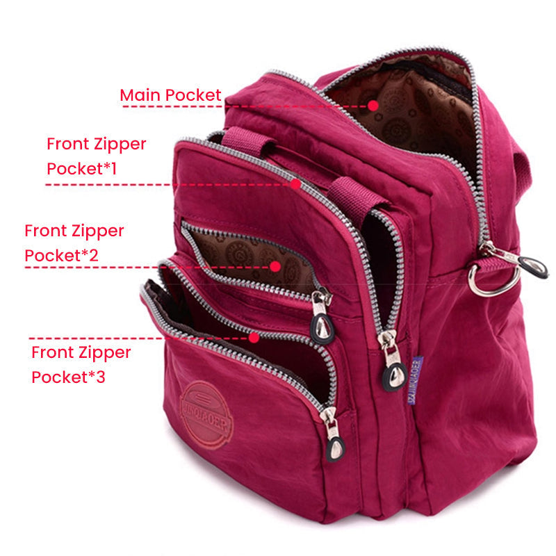 Sac bandoulière femme imperméable, trois façons de le porter