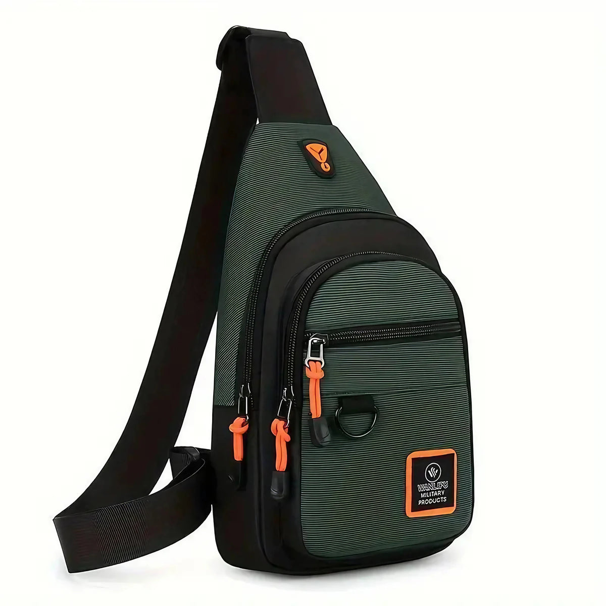 Sac bandoulière homme, trois compartiments, déperlant, vert