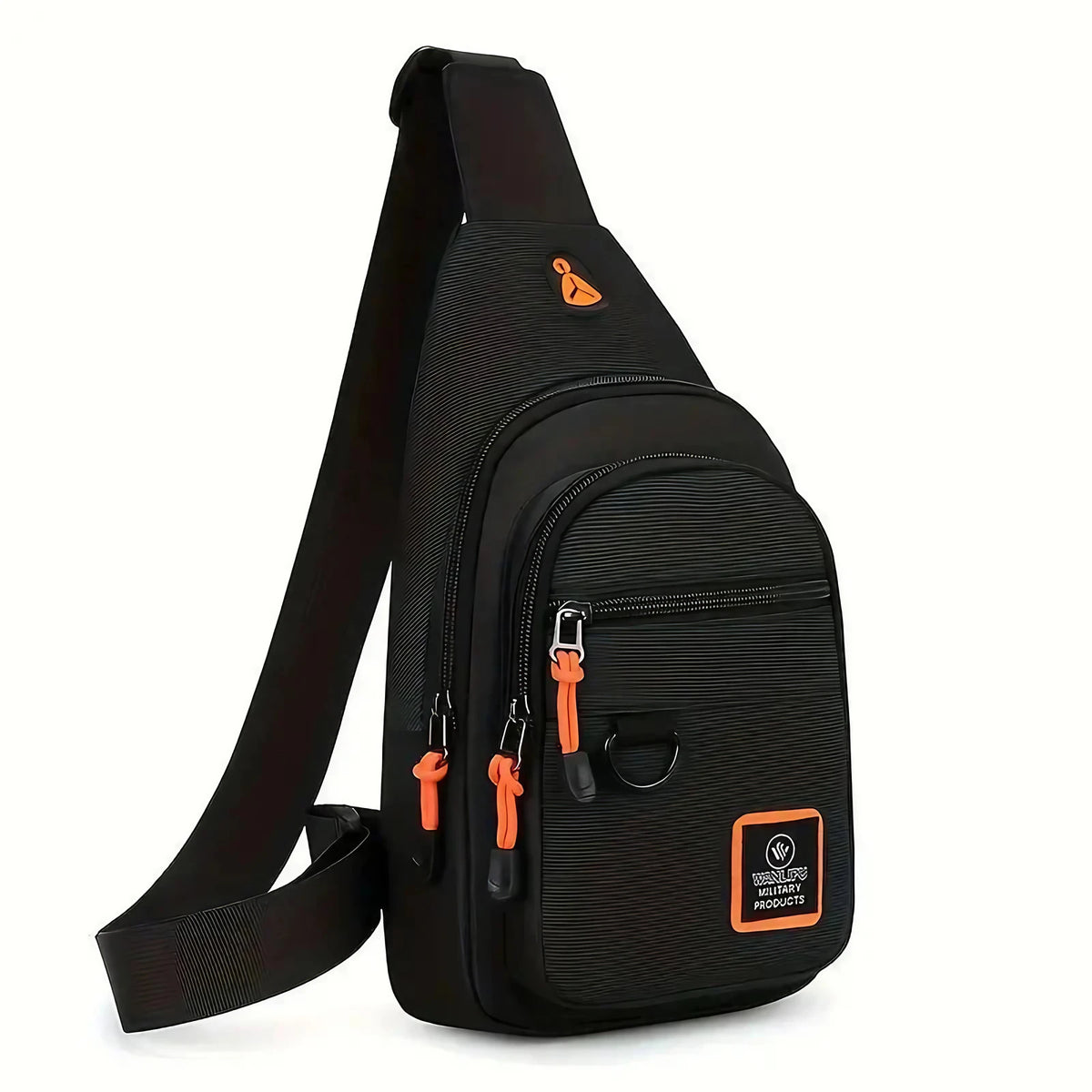 Sac bandoulière homme, trois compartiments, déperlant, noir