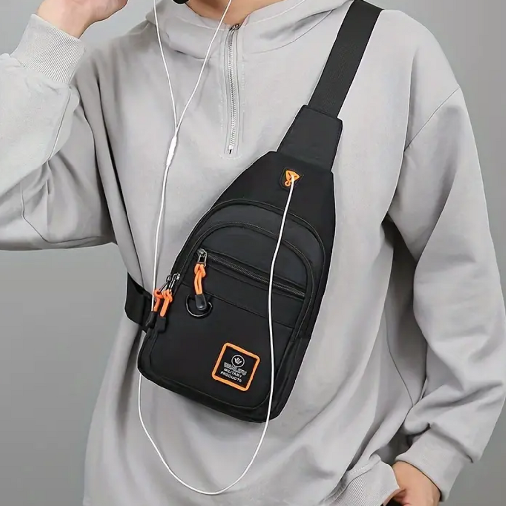 Sac bandoulière homme, trois compartiments, déperlant