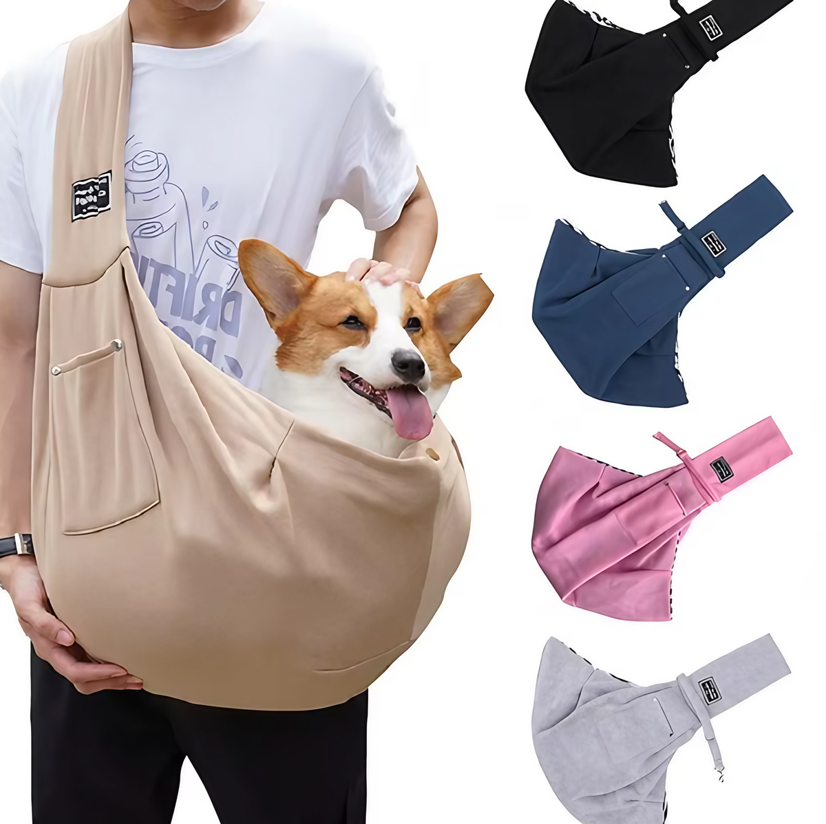 Sac de transport bandoulière pour petit chien ou chat, 7 coloris, noir